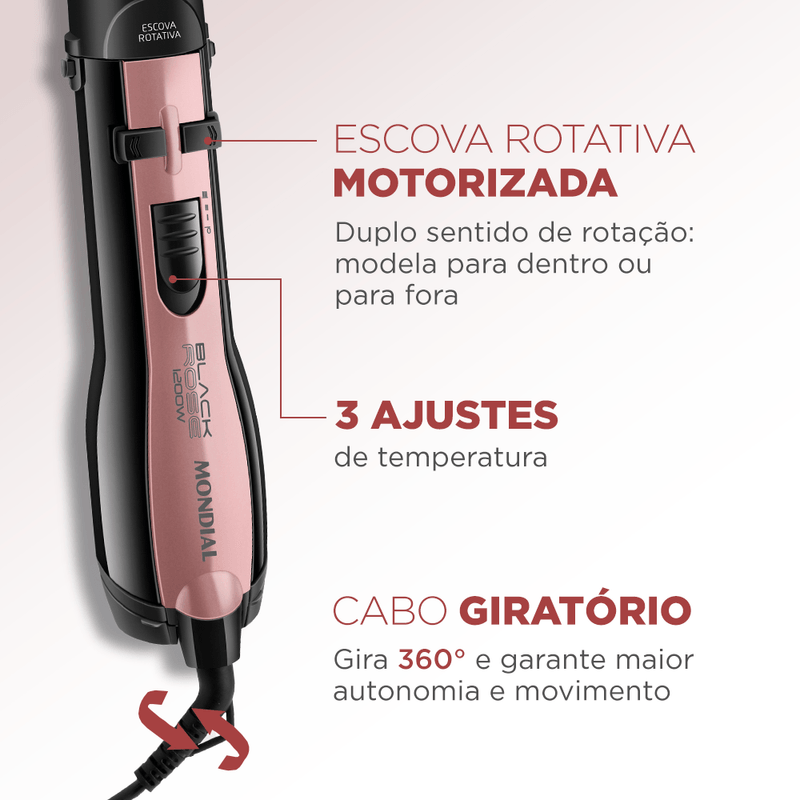 Escova Rotativa Black Rose Line Mondial ER-10